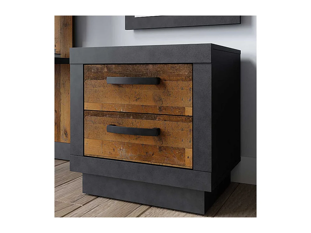 Kommode f�r Garderobe Holz Antik Optik und Anthrazit