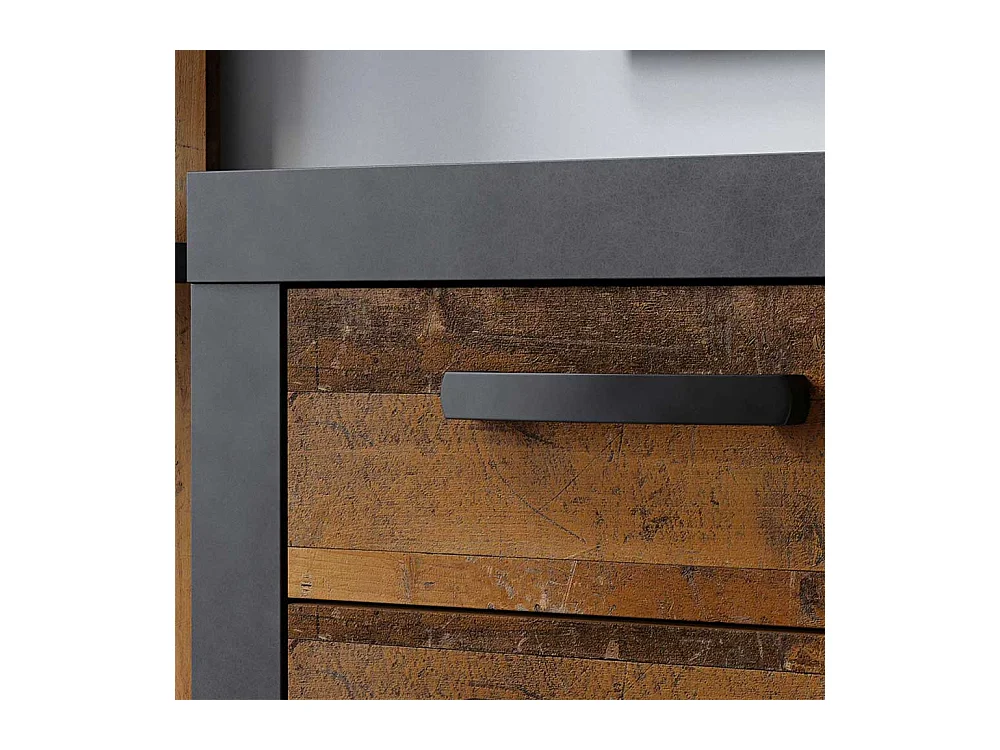 Kommode f�r Garderobe Holz Antik Optik und Anthrazit