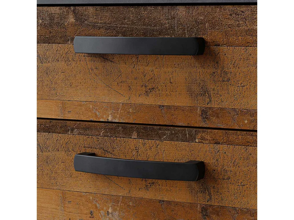 Kommode f�r Garderobe Holz Antik Optik und Anthrazit