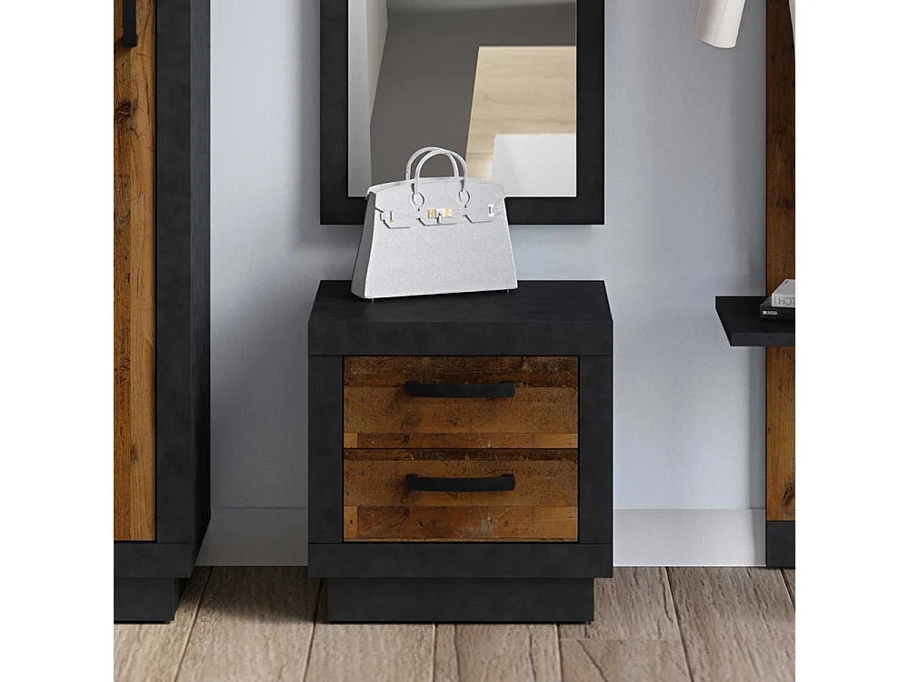 Kommode f�r Garderobe Holz Antik Optik und Anthrazit