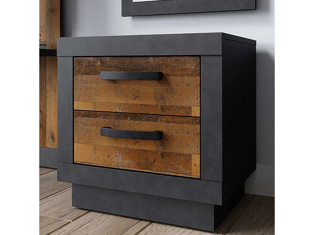 Kommode f�r Garderobe Holz Antik Optik und Anthrazit