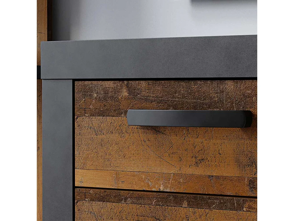 Kommode f�r Garderobe Holz Antik Optik und Anthrazit