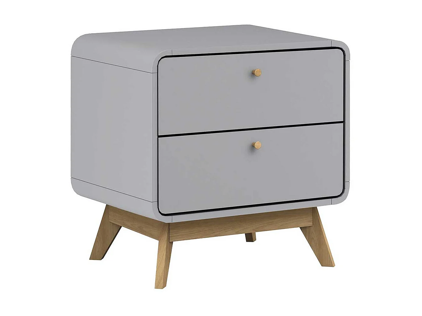 Nachttischkommode in Grau und Eichefarben Skandi Design