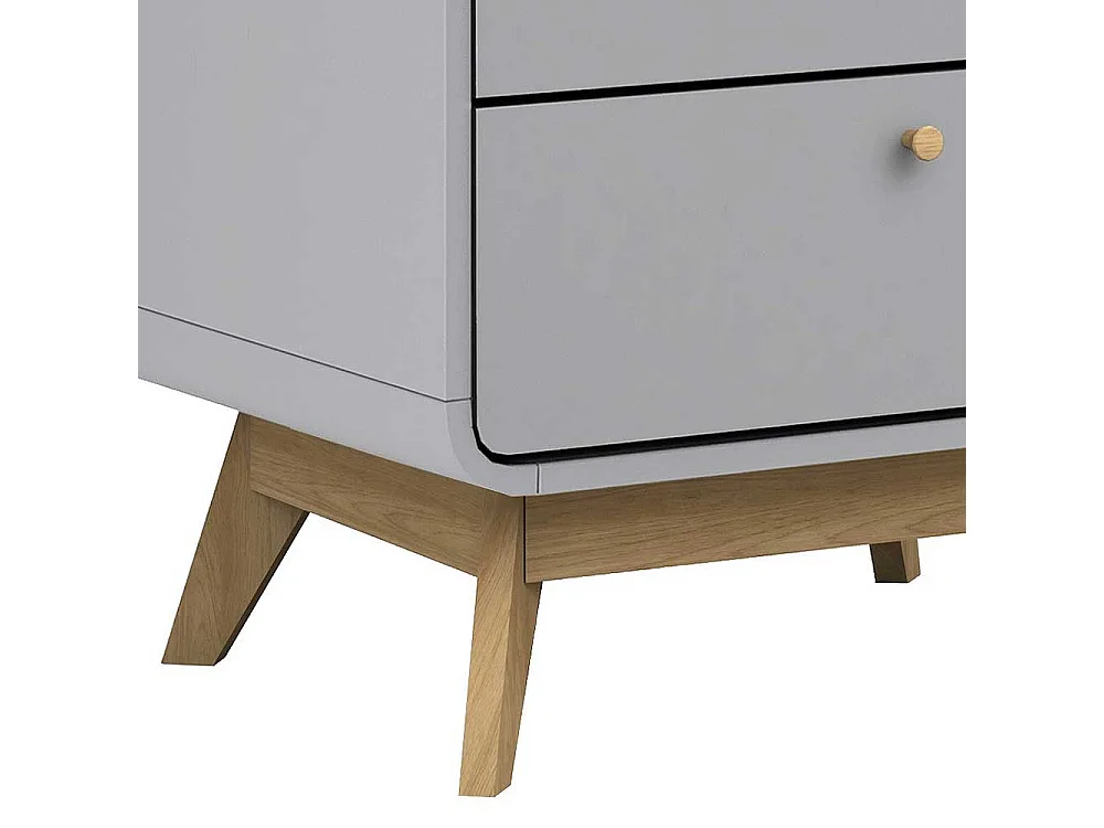 Nachttischkommode in Grau und Eichefarben Skandi Design