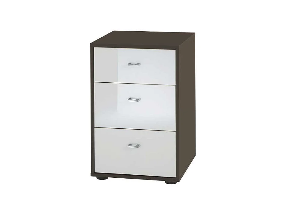 Nachtkommode in Weiß Grau Braun