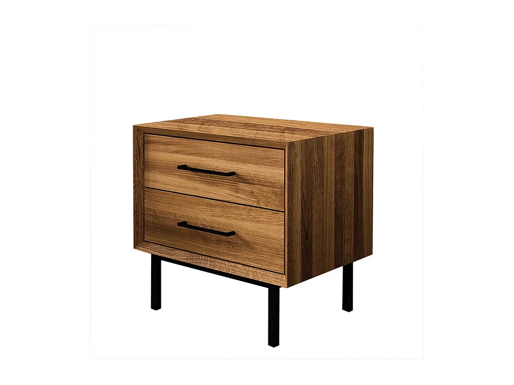 Wildeiche Bettkommode im Skandi Design zwei Schubladen