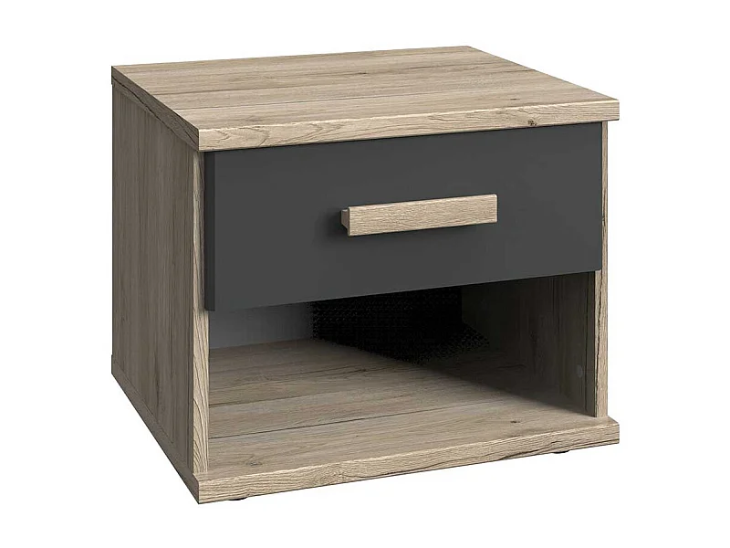 Kleine Kommode für Schlafzimmer Eiche San Remo und Dunkelgrau
