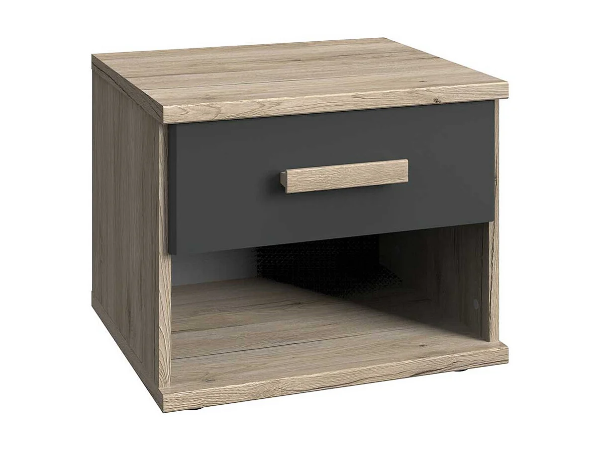 Kleine Kommode für Schlafzimmer Eiche San Remo und Dunkelgrau
