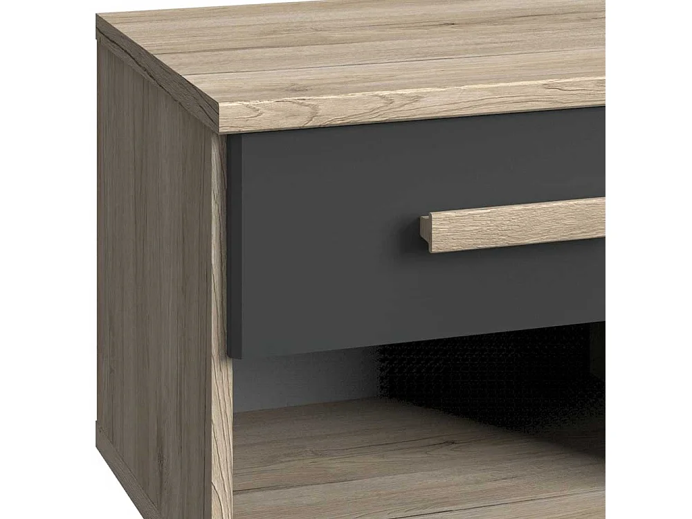 Kleine Kommode für Schlafzimmer Eiche San Remo und Dunkelgrau