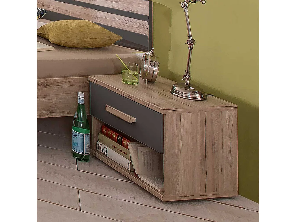 Kleine Kommode für Schlafzimmer Eiche San Remo und Dunkelgrau