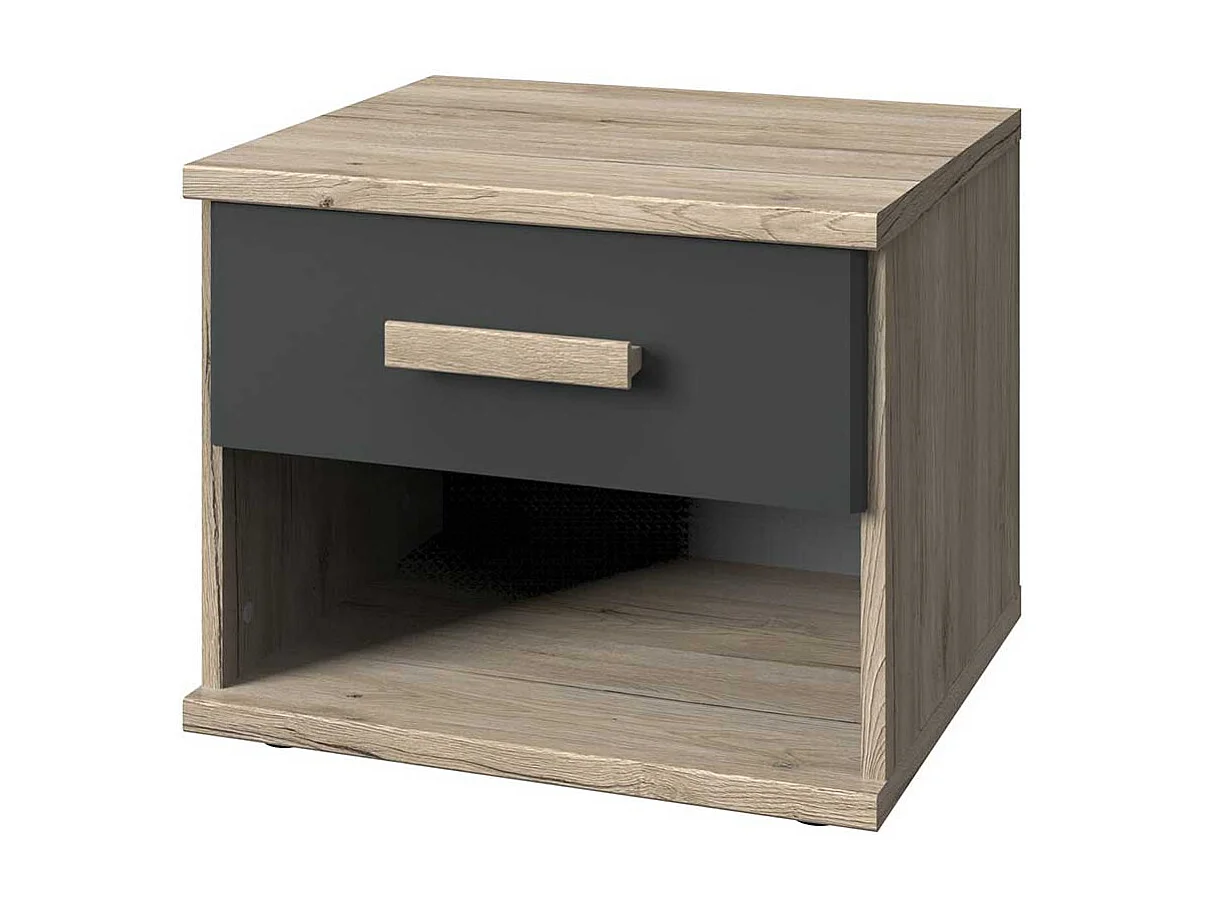 Kleine Kommode für Schlafzimmer Eiche San Remo und Dunkelgrau