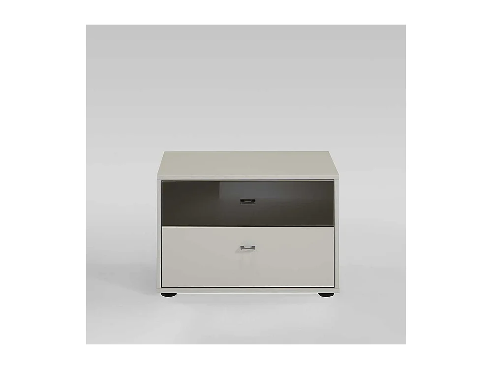 Nachtkommode in Weiß Grau Braun Glas beschichtet