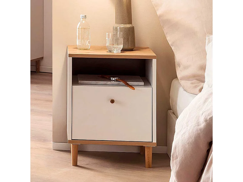 Nachttisch Nachtkommode mit einem offenen Fach im Skandi Design