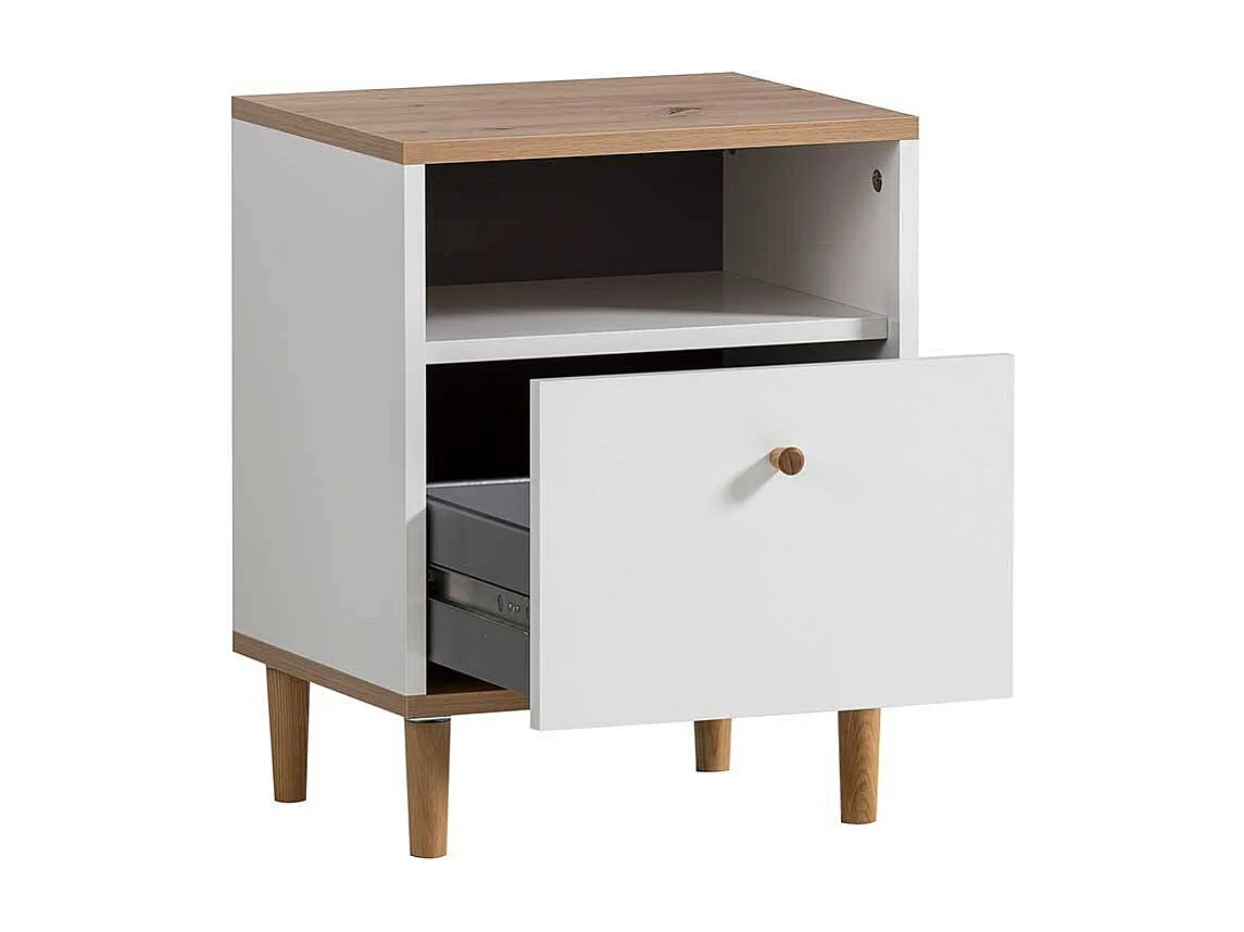 Nachttisch Nachtkommode mit einem offenen Fach im Skandi Design