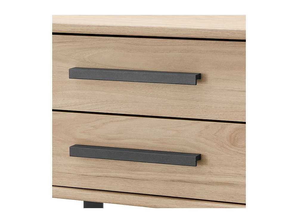 Nachttisch in Eiche Optik und Dunkelgrau LED Beleuchtung