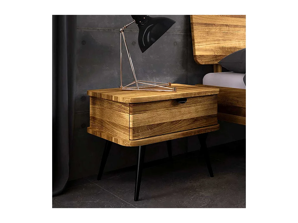 Nachttischkommode aus Wildeiche Massivholz Industry und Loft Stil