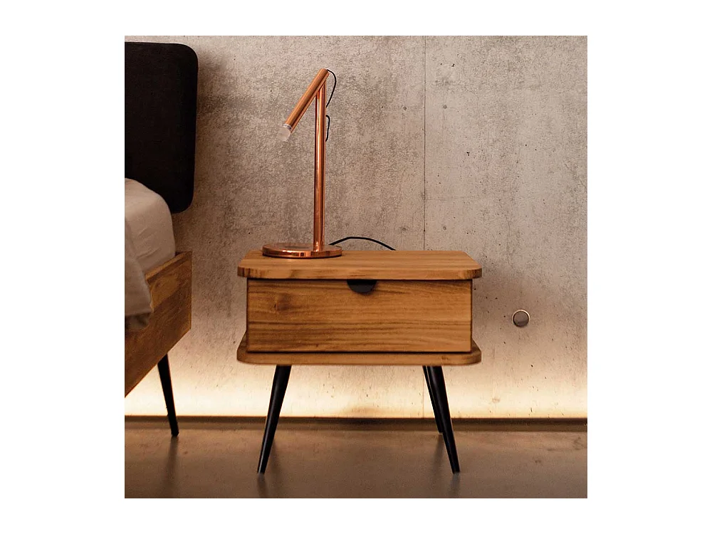 Nachttischkommode aus Wildeiche Massivholz Industry und Loft Stil