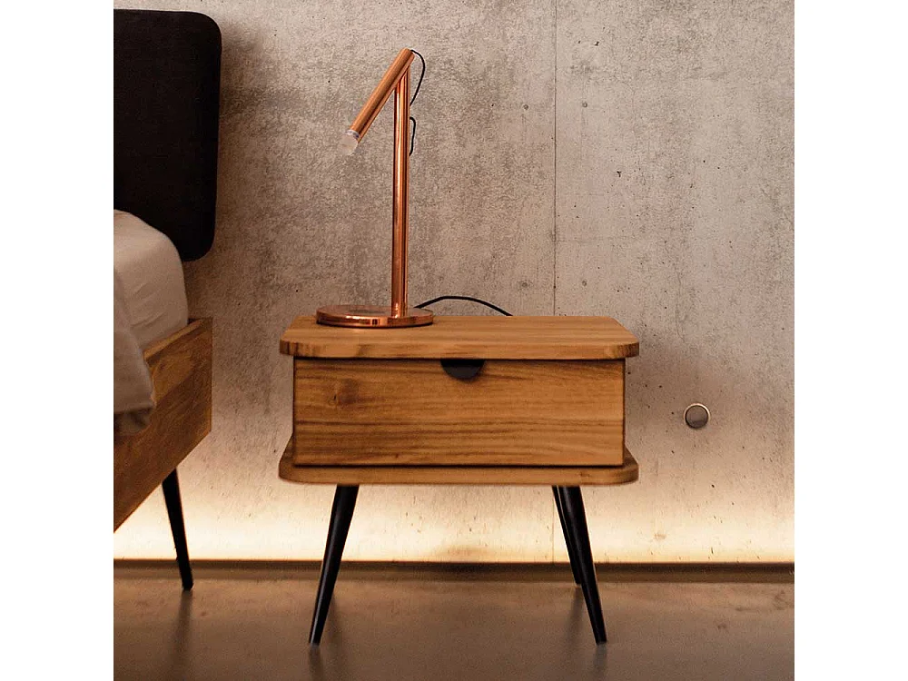 Nachttischkommode aus Wildeiche Massivholz Industry und Loft Stil