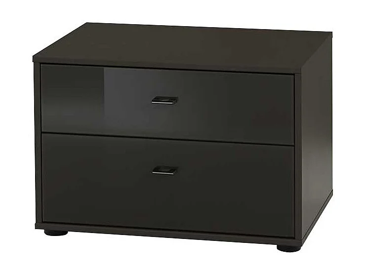 Nachtkommode mit Glas beschichtet Grau Braun