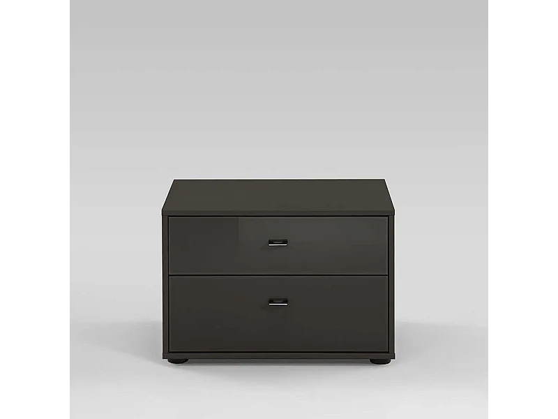 Nachtkommode mit Glas beschichtet Grau Braun