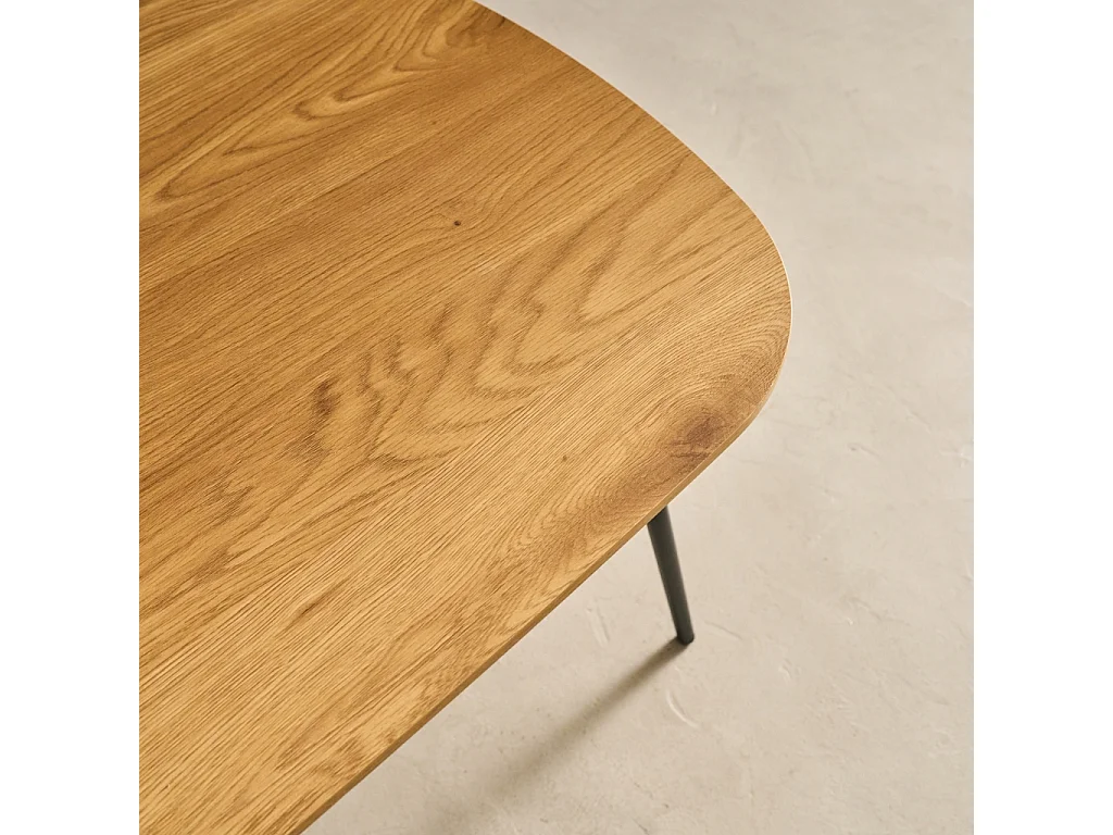 Table basse rectangulaire effet chêne pieds métal noir