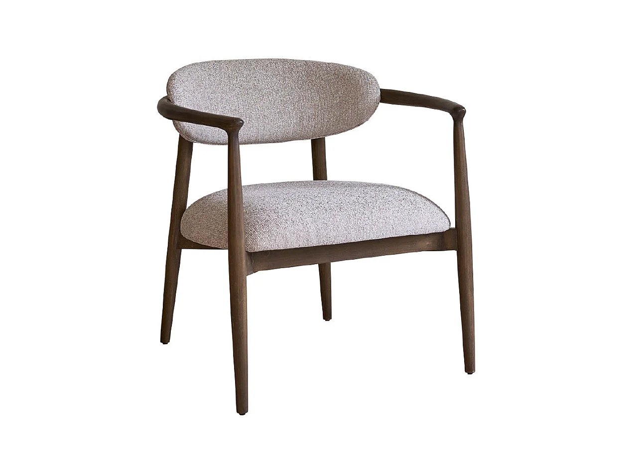 Sillón de madera maciza y tejido con textura beige chiné