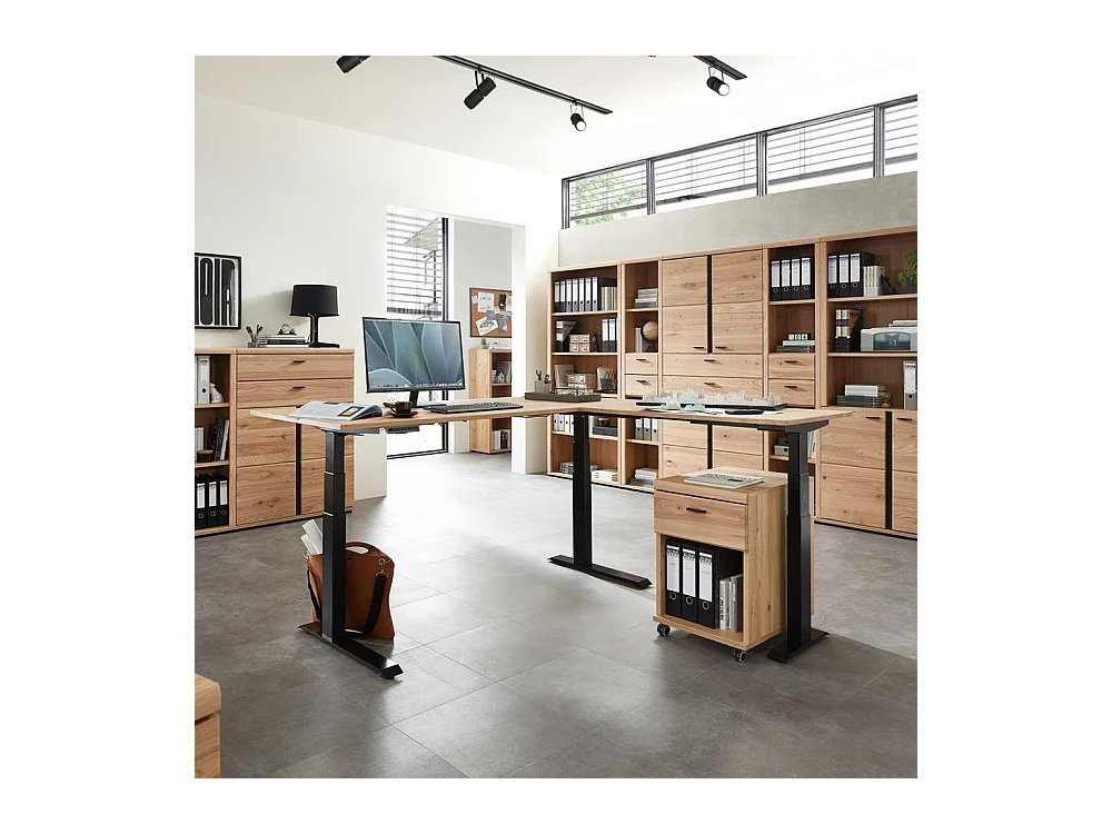 Eckschreibtisch elektrisch höhenverstellbar Wildeichefarben