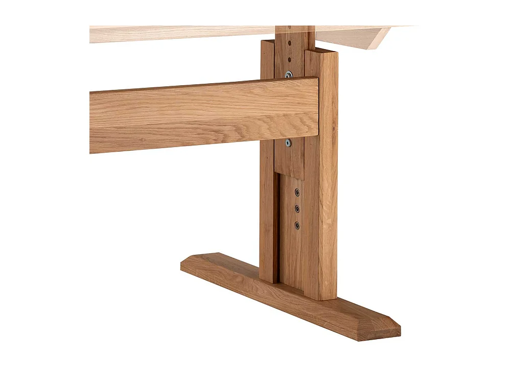 Höhenverstellbarer Schreibtisch Holz in Wildeichefarben 80 cm tief