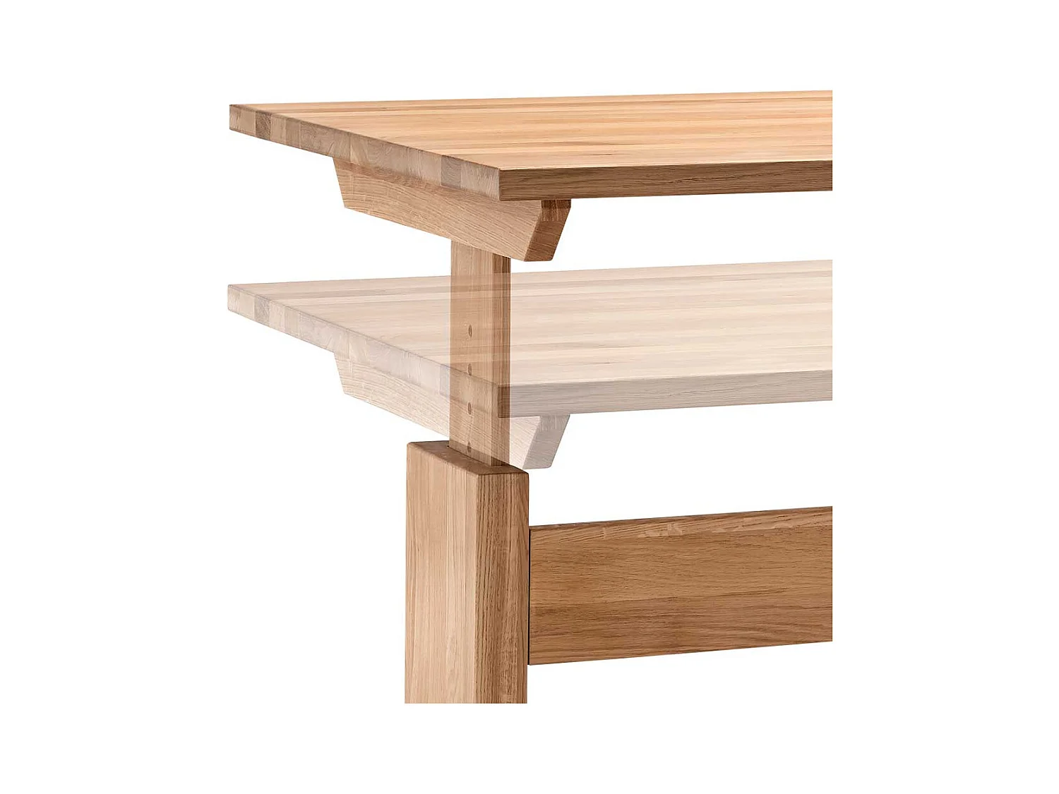 Höhenverstellbarer Schreibtisch Holz in Wildeichefarben 80 cm tief