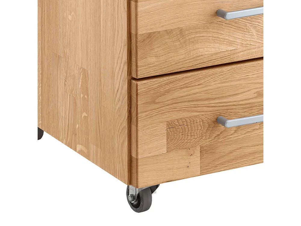 Höhenverstellbarer Schreibtisch Holz in Wildeichefarben 80 cm tief