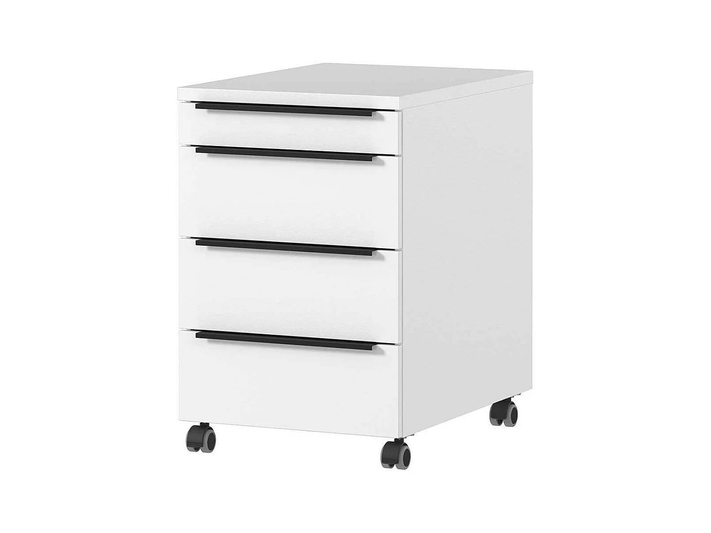 Schreibtisch höhenverstellbarer Schreibtisch mit Rollcontainer in Weiß (zweiteilig)