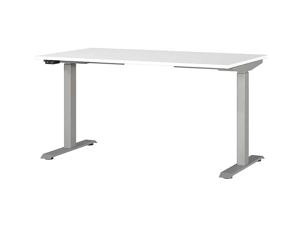 Schreibtisch Höhenverstellbarer Schreibtisch in Weiß und Silberfarben