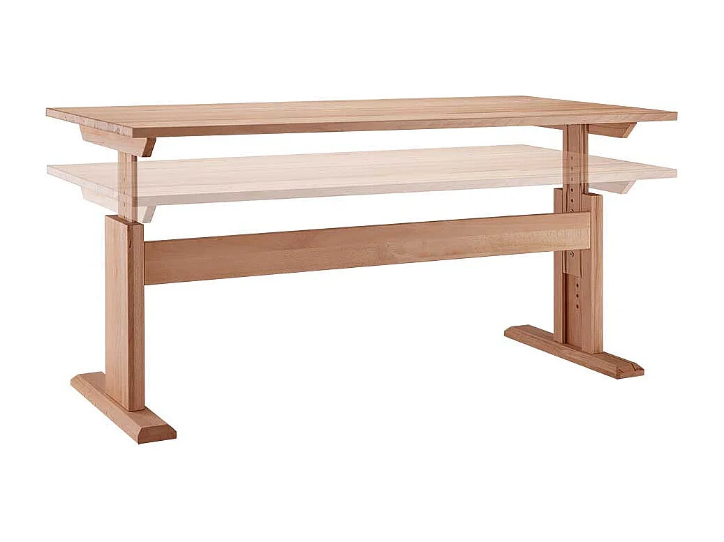 Schreibtisch Buche geölt per Raster höhenverstellbar 80 cm tief