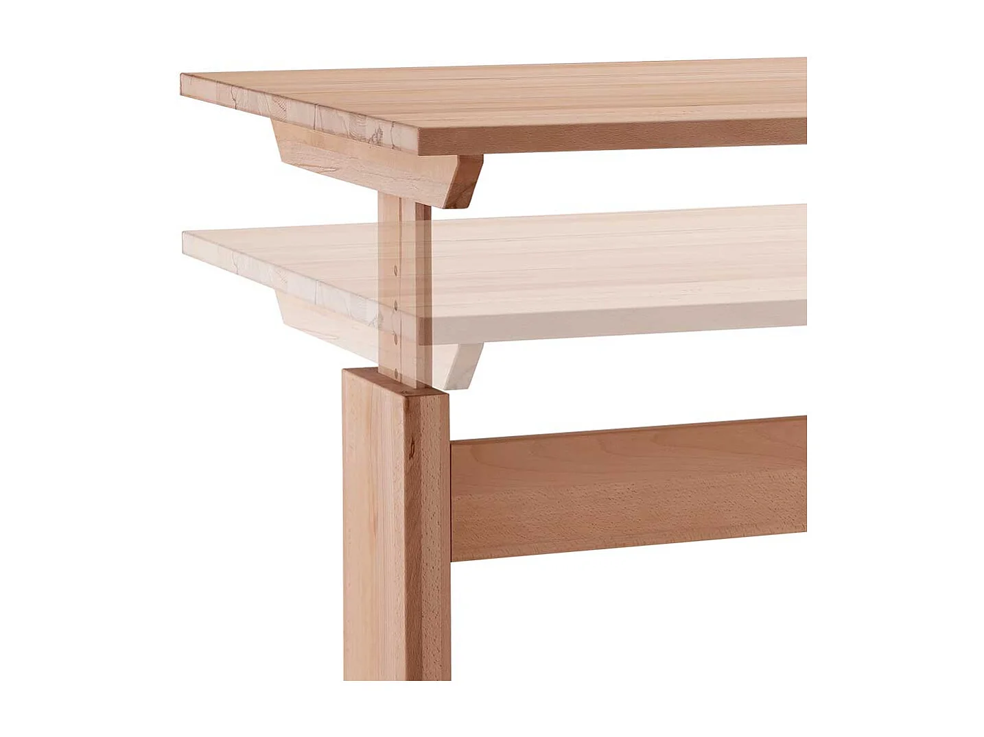 Schreibtisch Buche geölt per Raster höhenverstellbar 80 cm tief