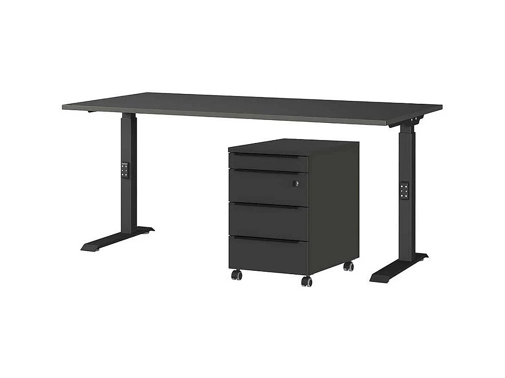 Höhenverstellbarer Schreibtisch Schreibtisch in Dunkelgrau Made in Germany