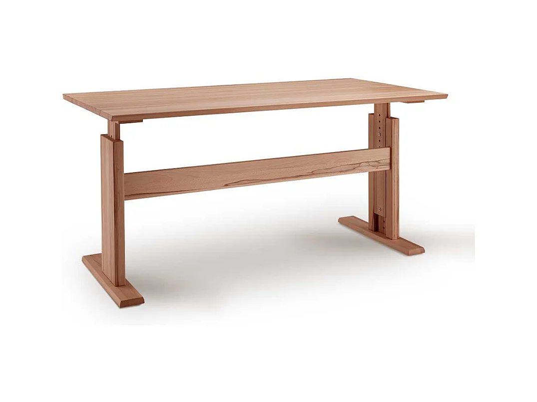 Büroschreibtisch Kernbuche per Raster höhenverstellbar optional mit Container