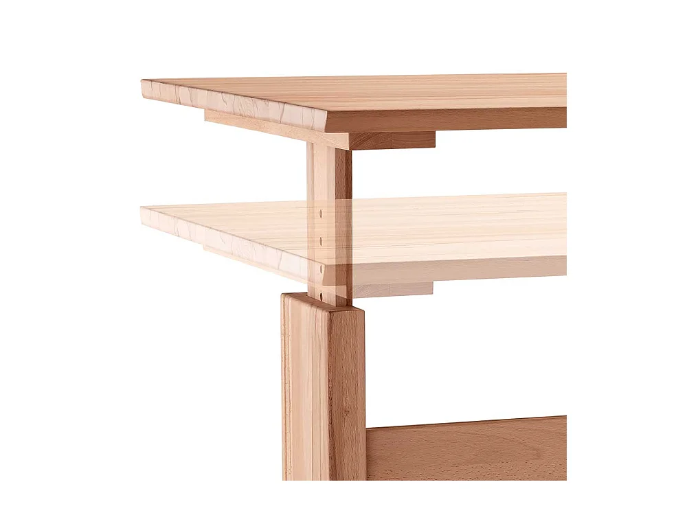 Büroschreibtisch Kernbuche per Raster höhenverstellbar optional mit Container