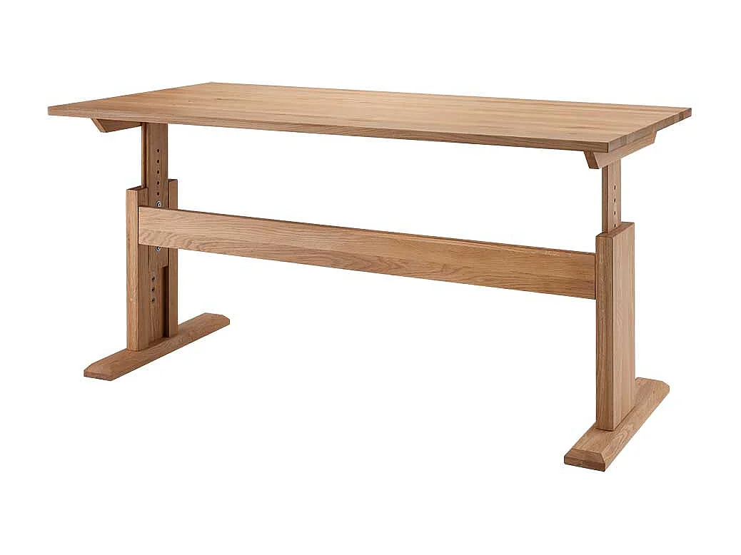 Höhenverstellbarer Schreibtisch Holz in Wildeichefarben 80 cm tief