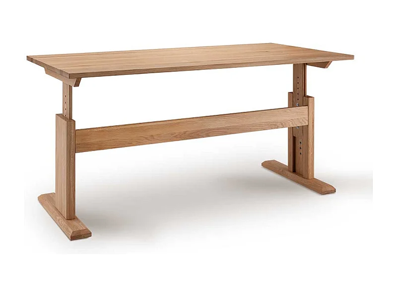 Höhenverstellbarer Schreibtisch Holz in Wildeichefarben 80 cm tief