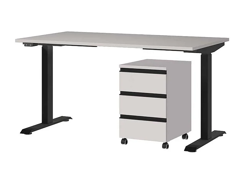 Edv Tisch Bürotisch mit Rollcontainer höhenverstellbar (zweiteilig)