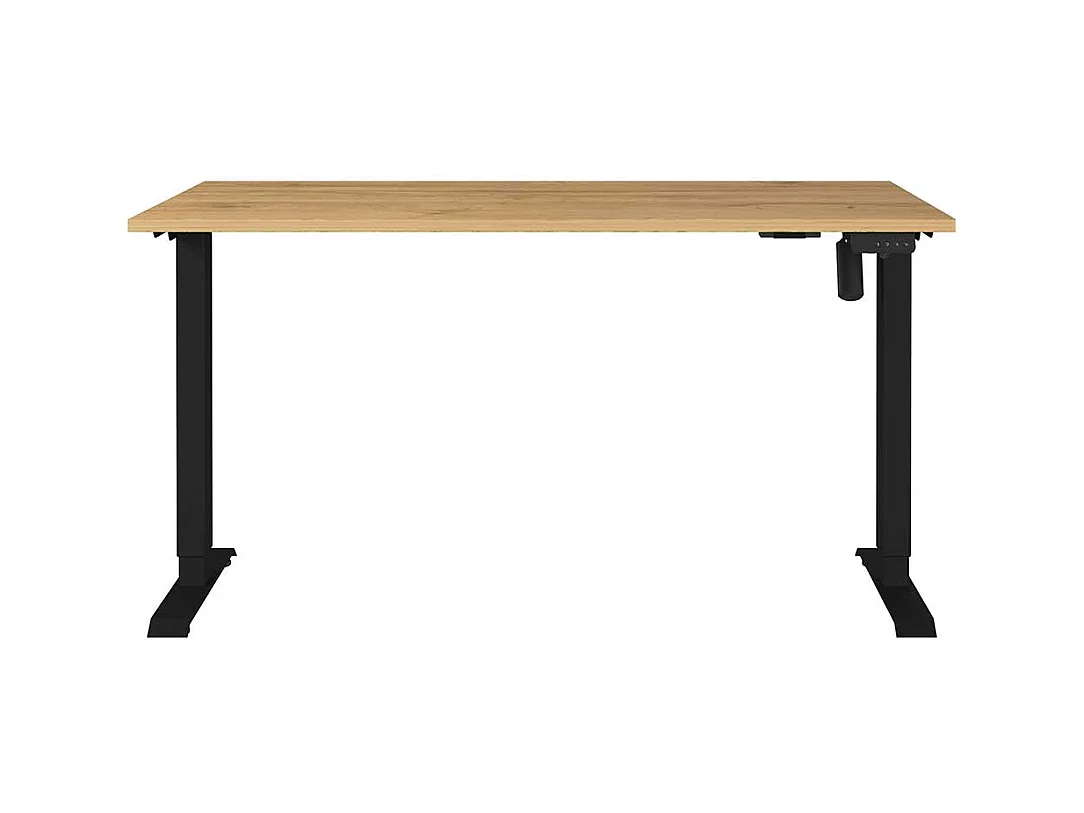 Schreibtisch Höhenverstellbarer Schreibtisch in Wildeichefarben und Schwarz