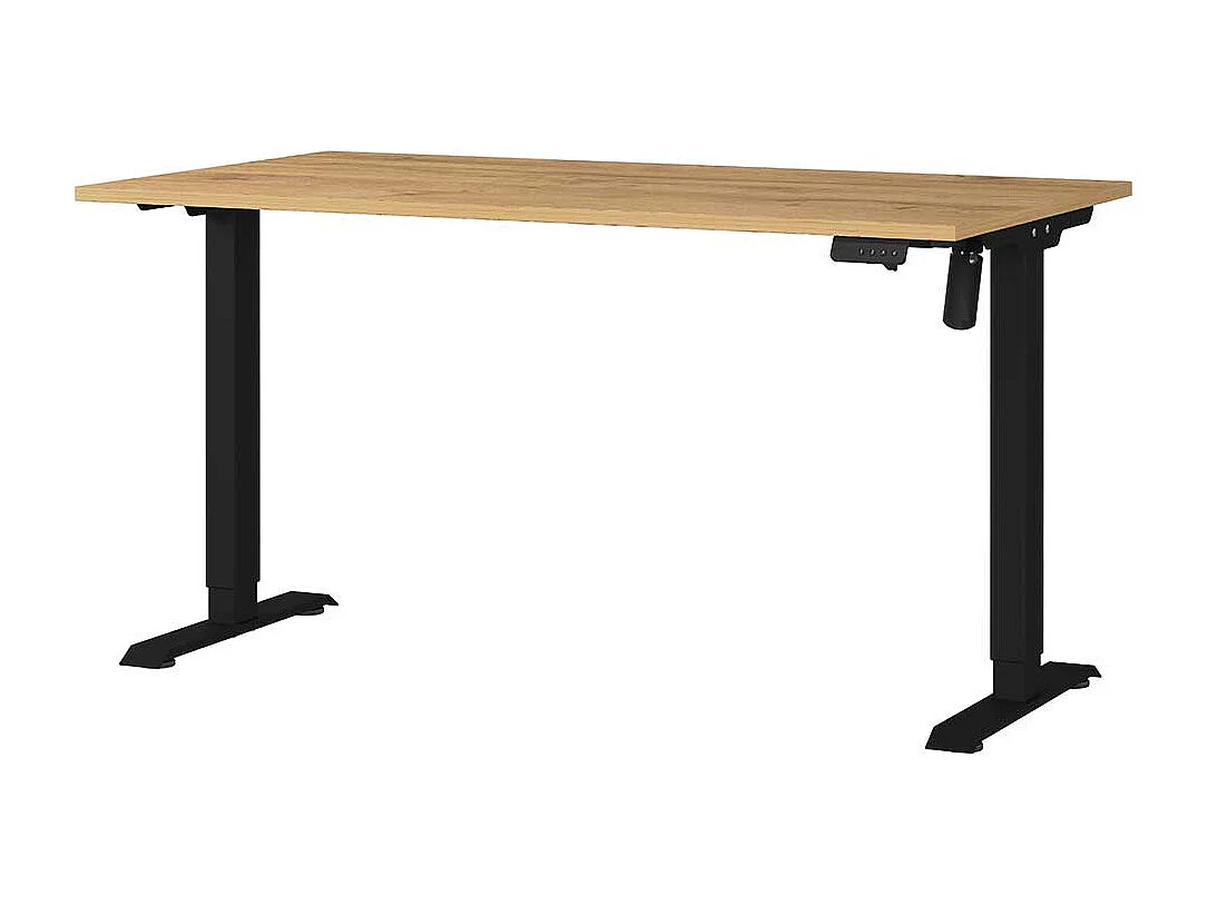Schreibtisch Höhenverstellbarer Schreibtisch in Wildeichefarben und Schwarz