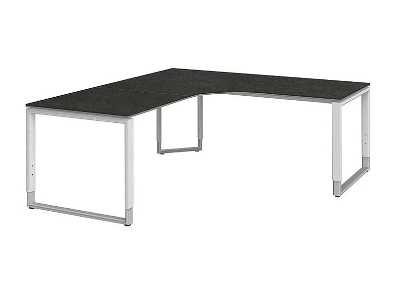 Eckschreibtisch in Grau h�henverstellbar