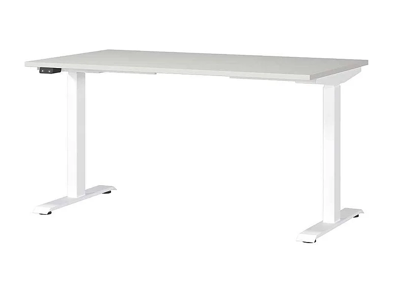 Schreibtisch Höhenverstellbarer Schreibtisch in Weiß und Grau mit T Gestell