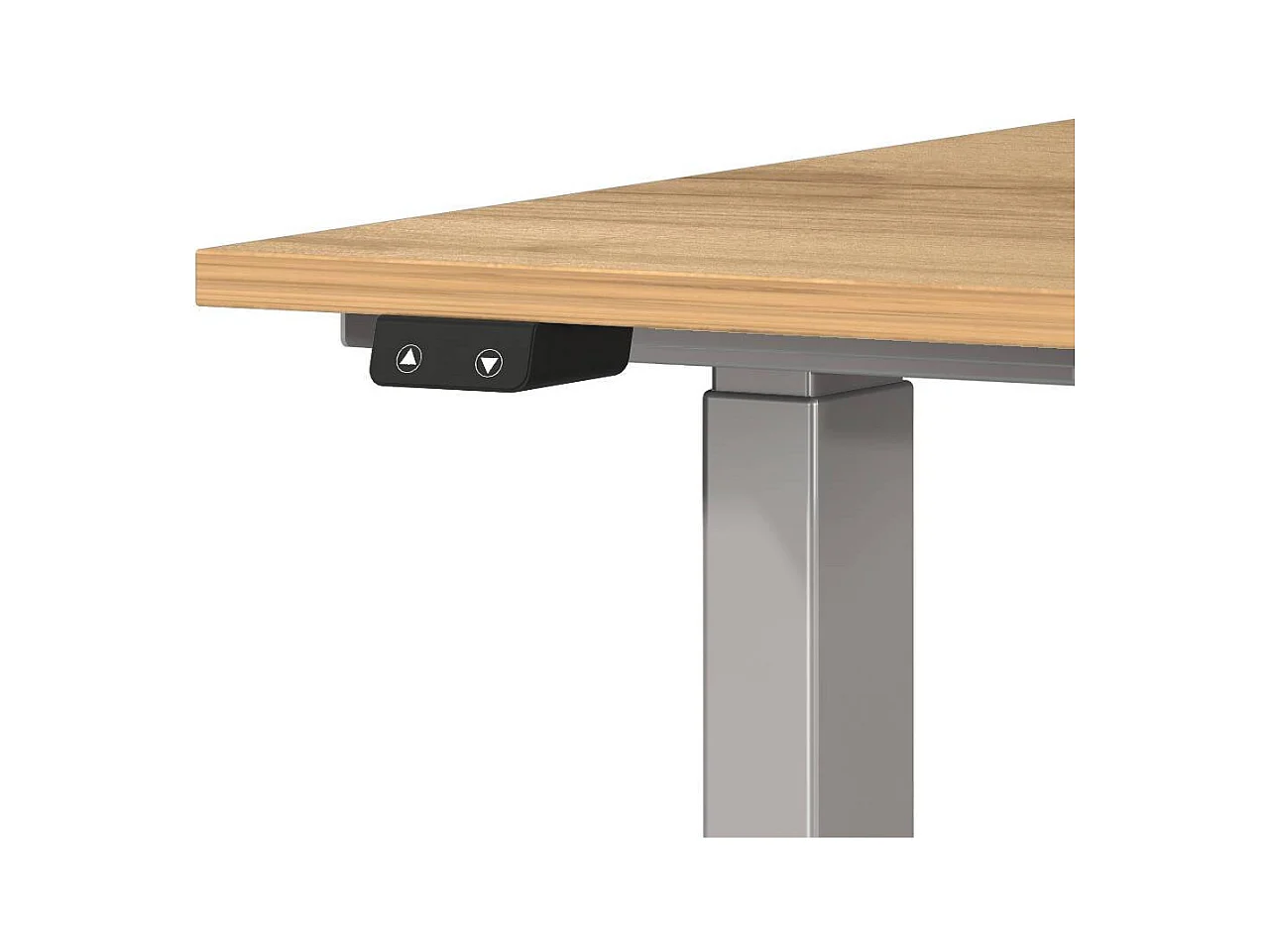 Schreibtisch Höhenverstellbarer Schreibtisch in Silberfarben und Wildeichefarben