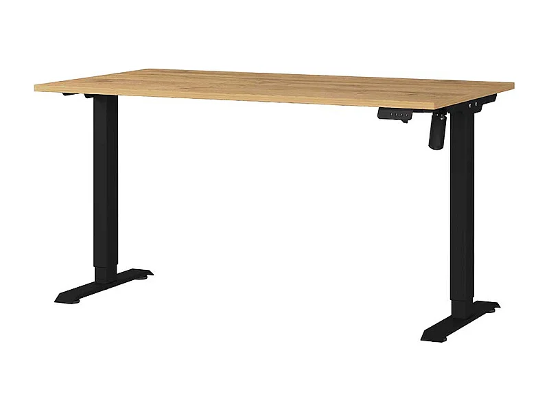 Schreibtisch Höhenverstellbarer Schreibtisch in Wildeichefarben und Schwarz