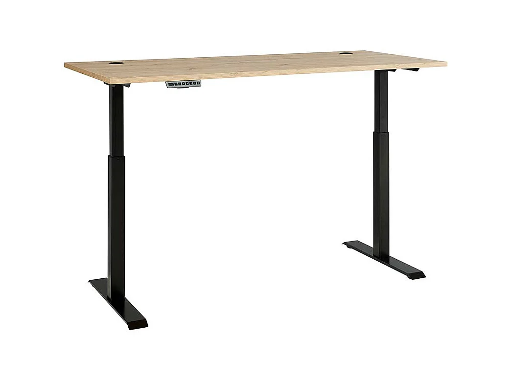 Edv Tisch höhenverstellbar in Wildeichefarben T Gestell aus Metall