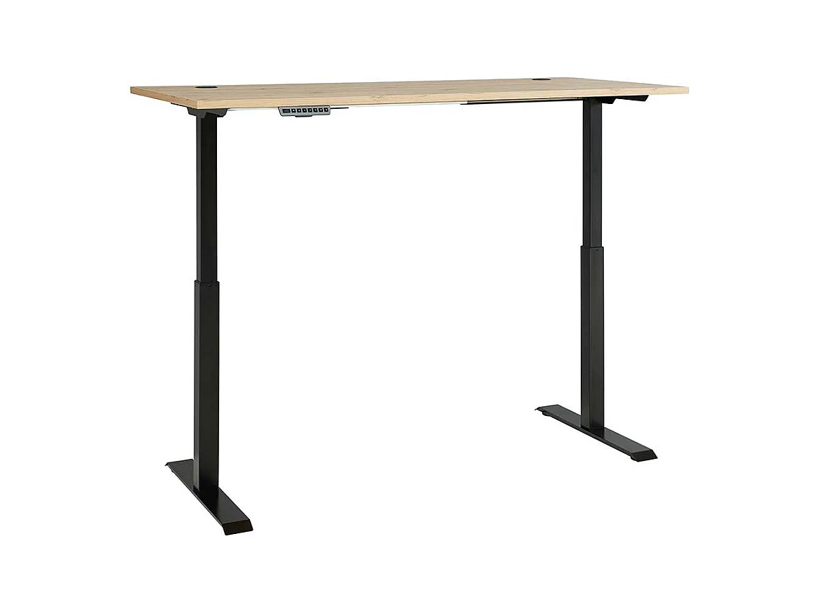 Edv Tisch höhenverstellbar in Wildeichefarben T Gestell aus Metall