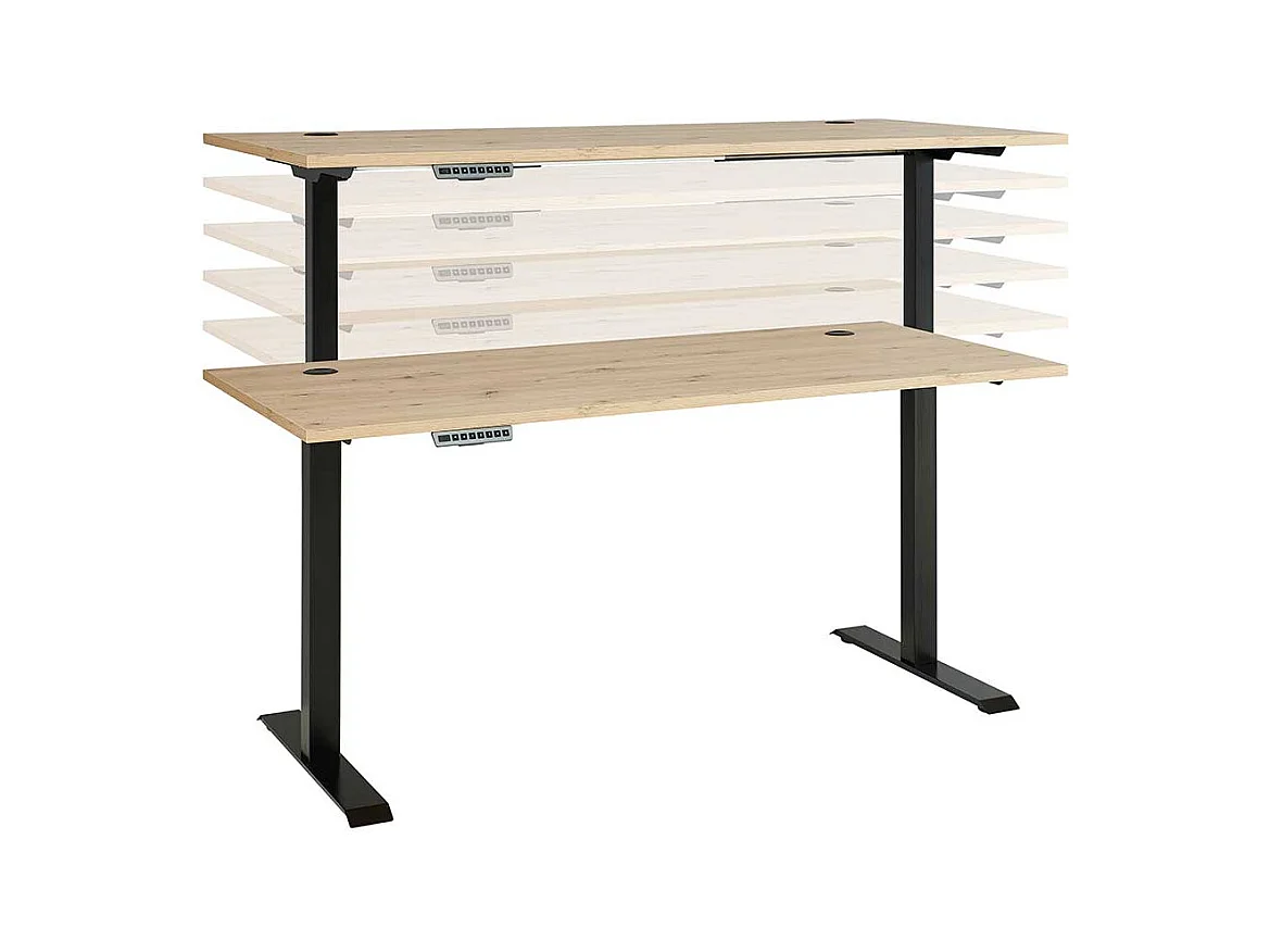 Edv Tisch höhenverstellbar in Wildeichefarben T Gestell aus Metall