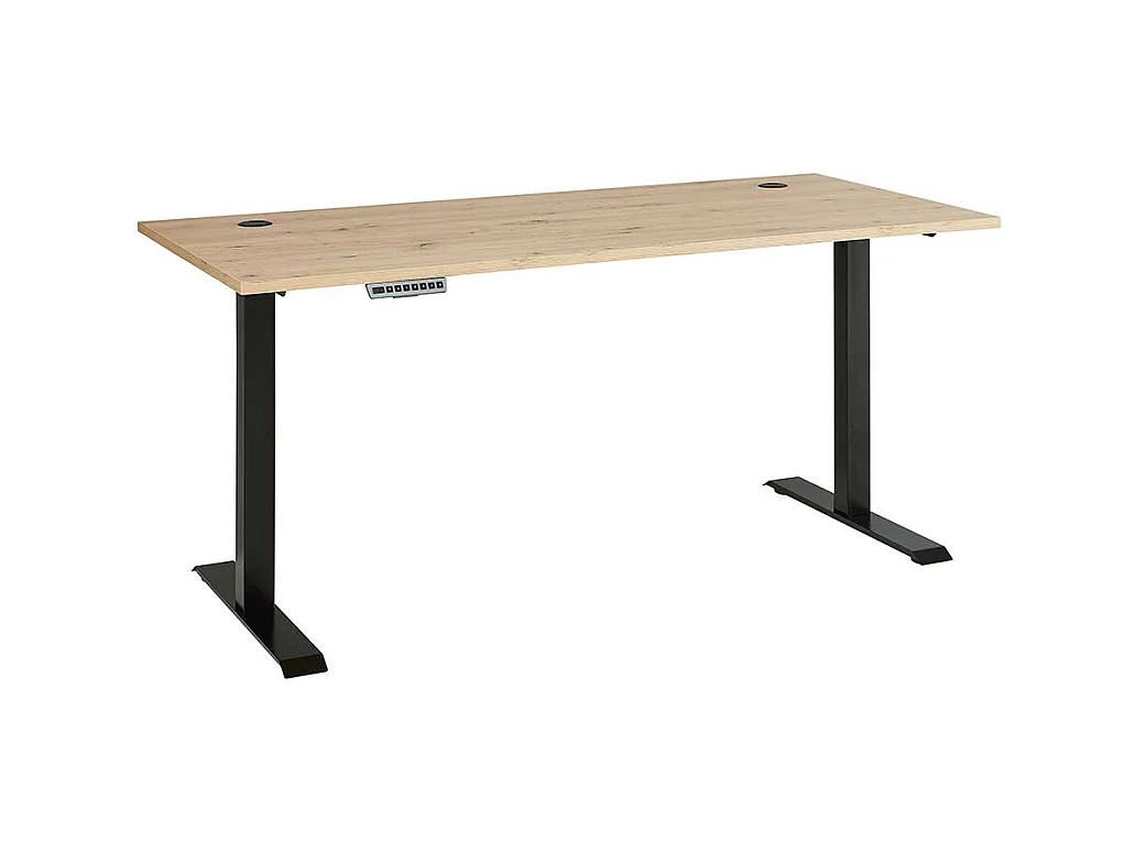 Edv Tisch höhenverstellbar in Wildeichefarben T Gestell aus Metall